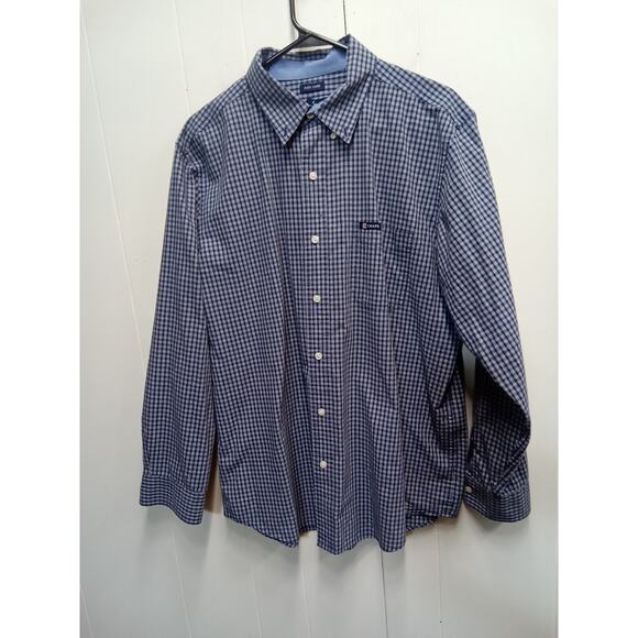 Chaps Mens Easy Care Blue Check Ls Button Down Shirt (Size L) - Picture 1 of 3